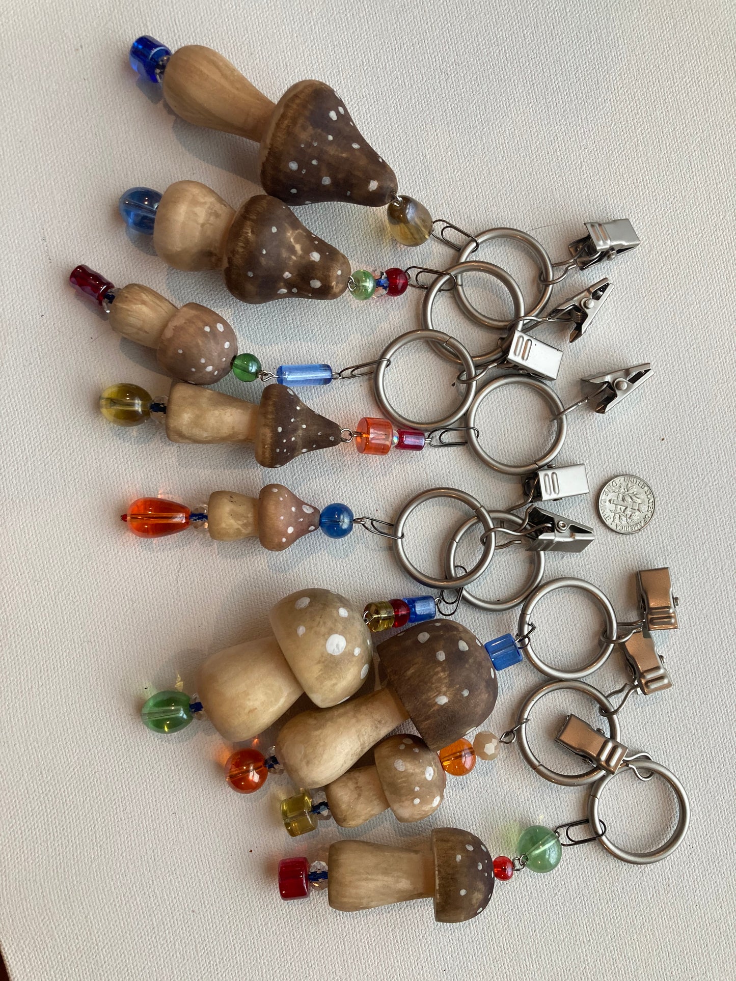 Colorful Mushroom Suncatchers - set of 9 - Stained with black walnut ink