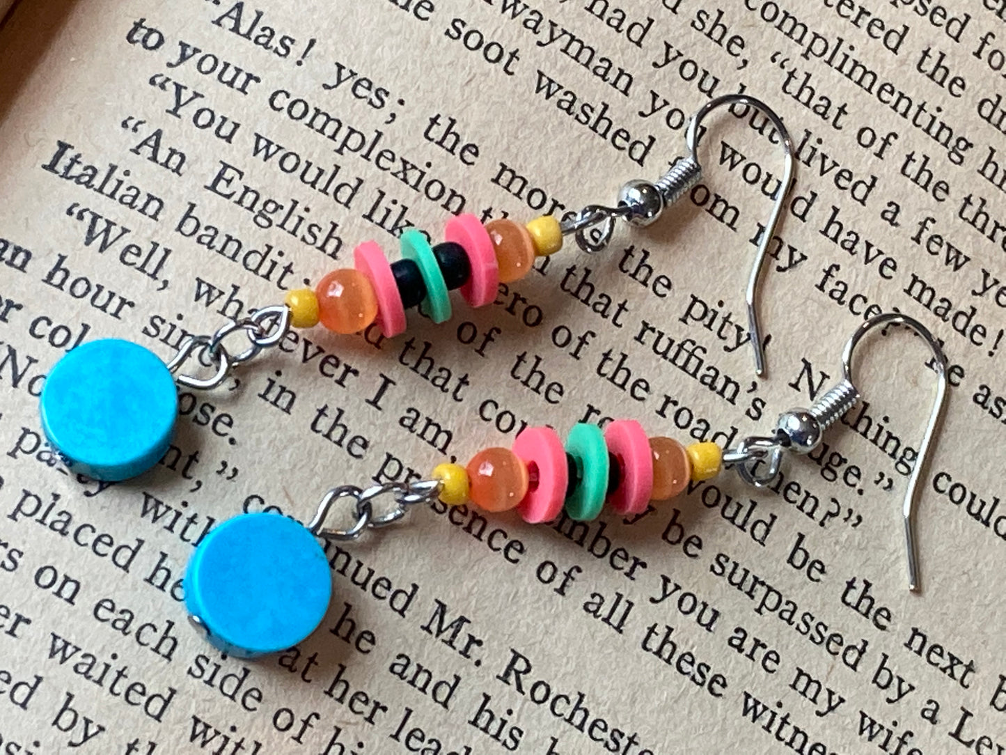 Colorful Trendy 80s 90s Beaded Dangle Earrings