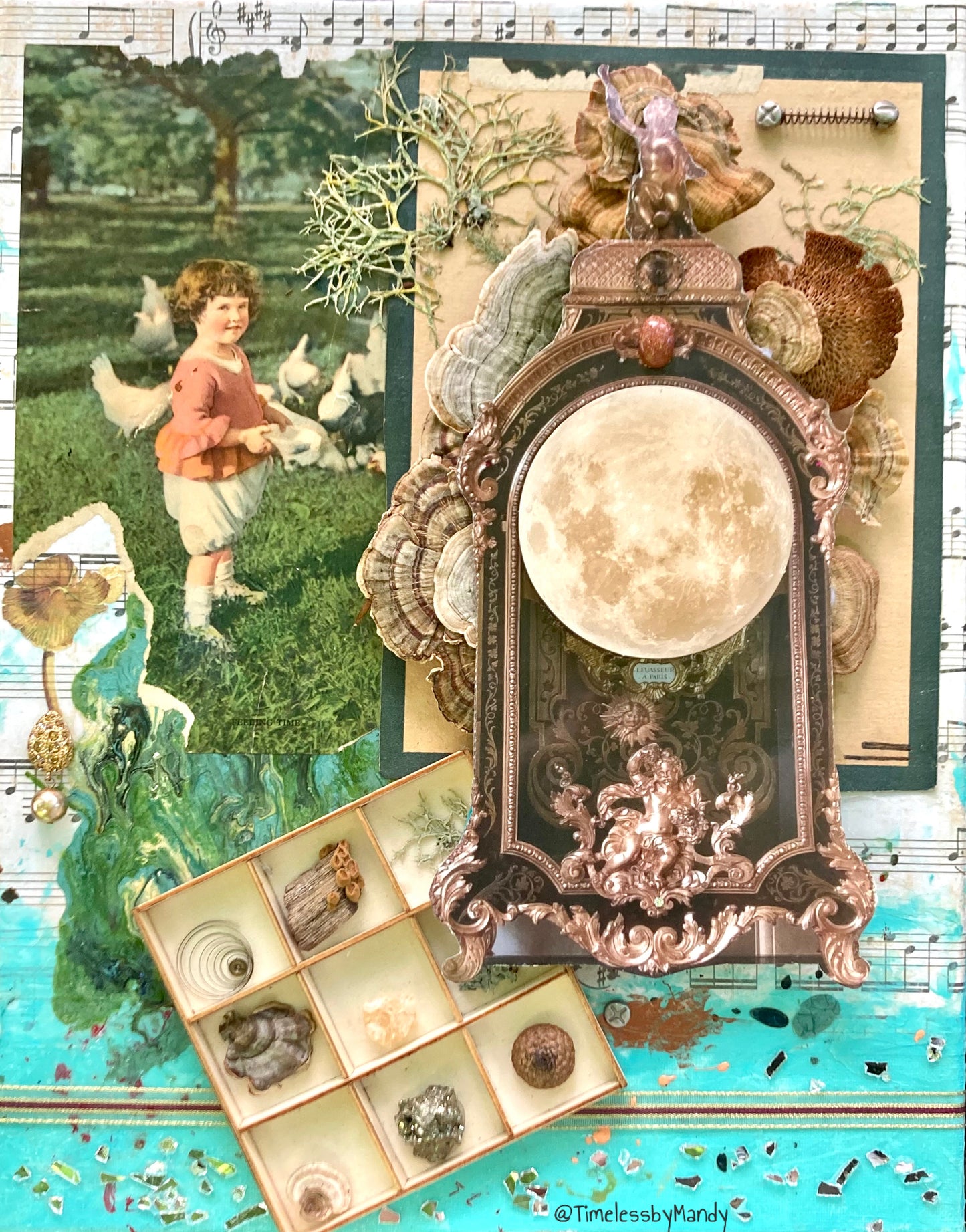 Timeless Fungi Collage Painting on 11x14” Canvas