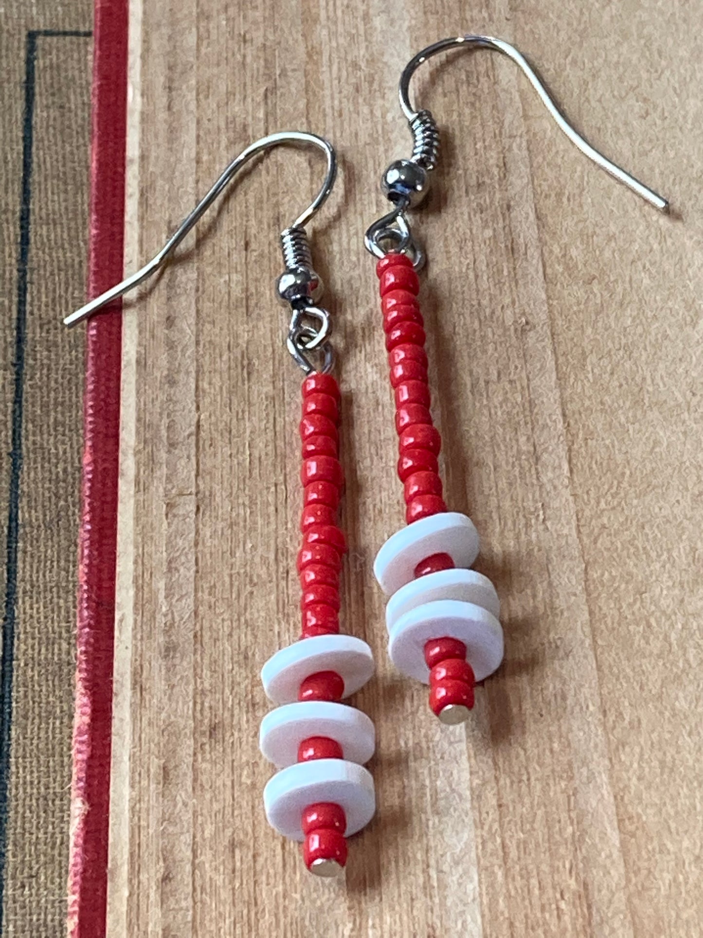 Trendy Red Mod Beaded Earrings