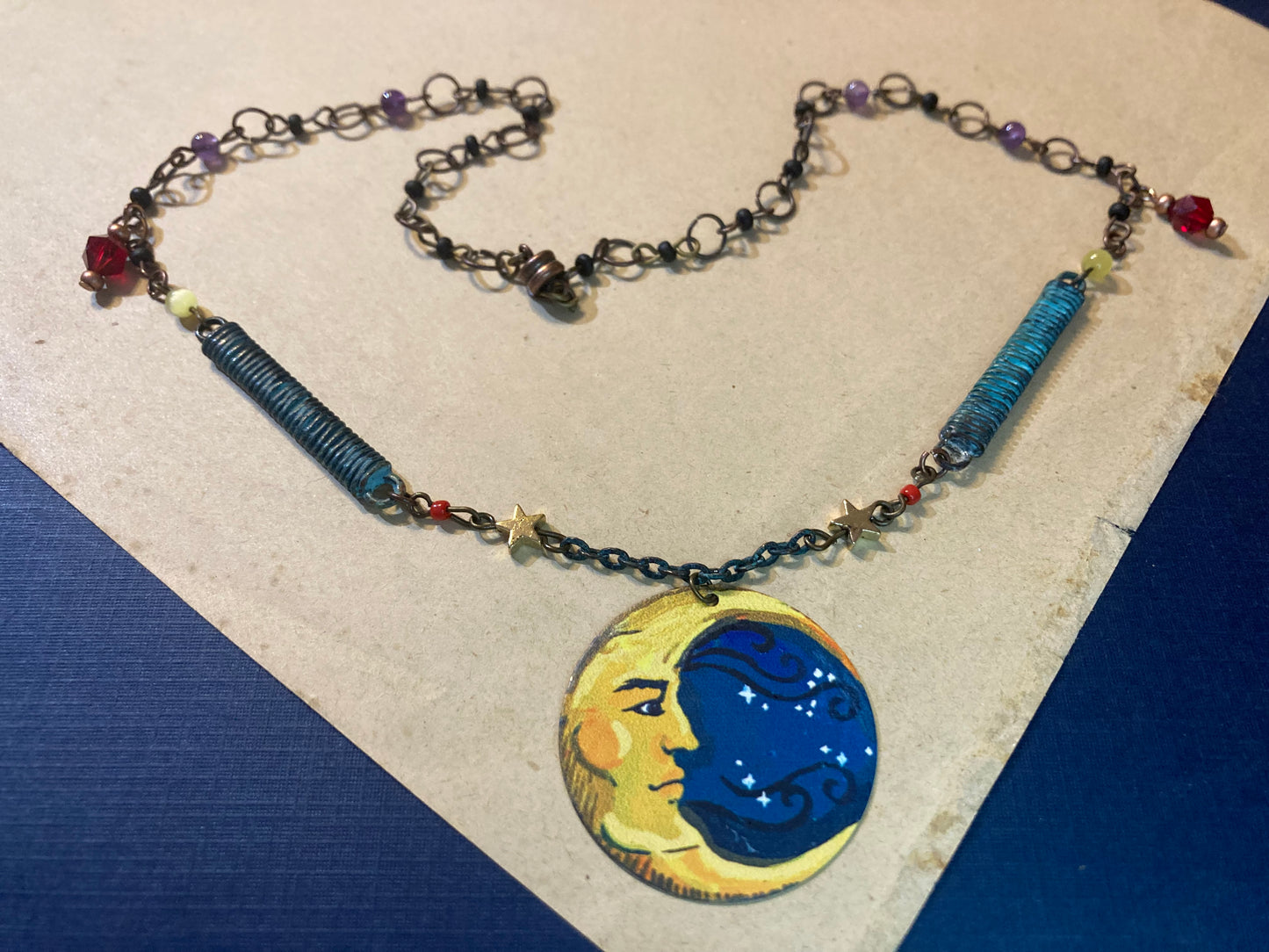 Celestial Man in the Moon steampunk necklace