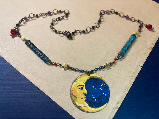 Celestial Man in the Moon steampunk necklace