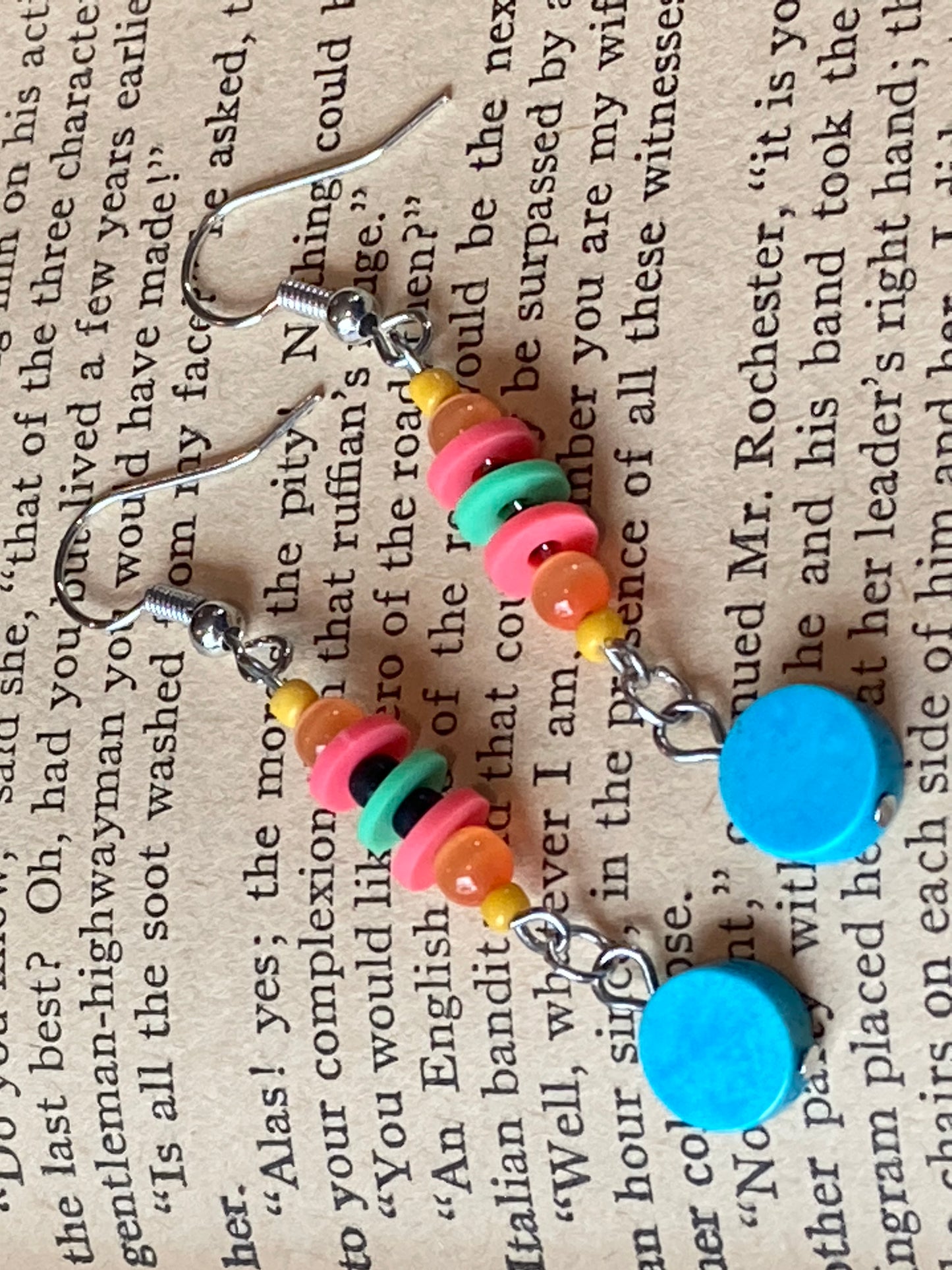 Colorful Trendy 80s 90s Beaded Dangle Earrings