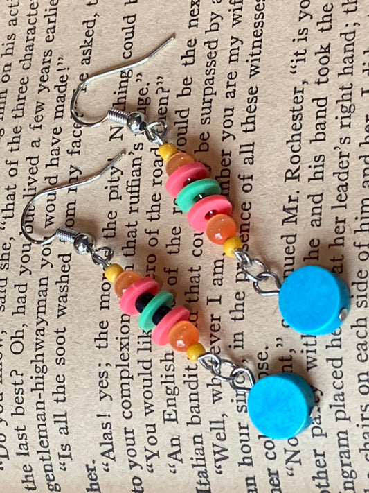 Colorful Trendy 80s 90s Beaded Dangle Earrings