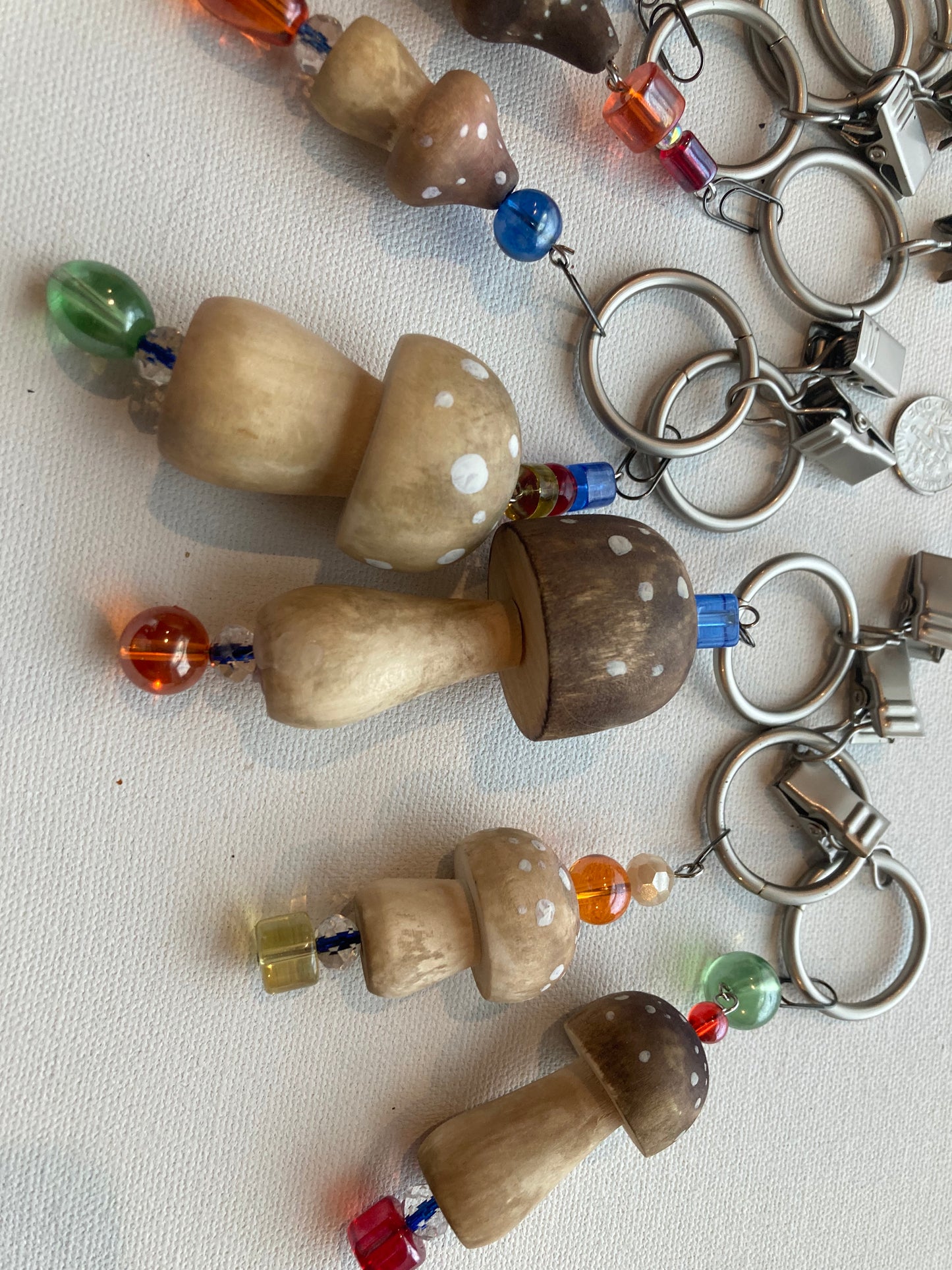 Colorful Mushroom Suncatchers - set of 9 - Stained with black walnut ink