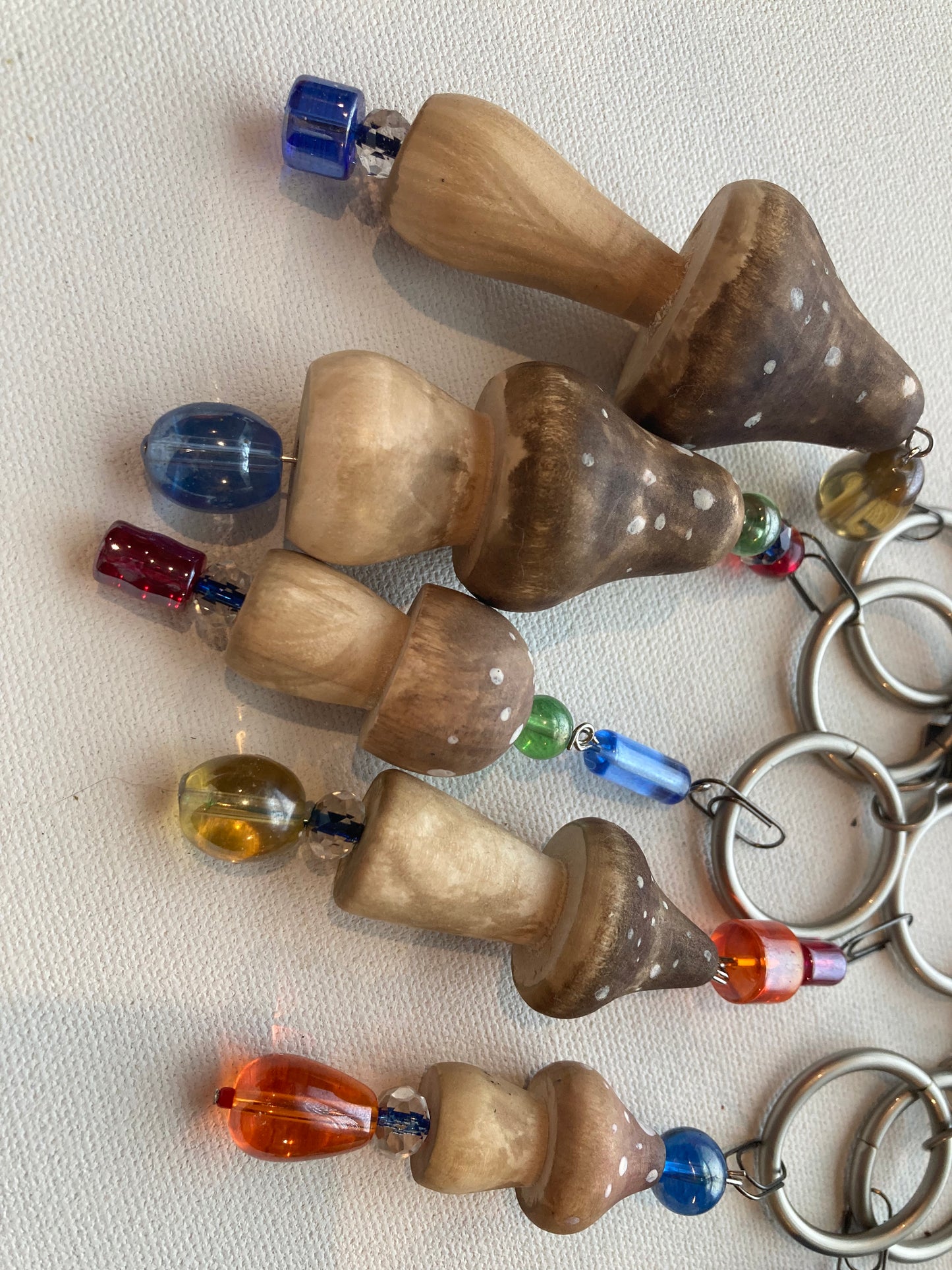 Colorful Mushroom Suncatchers - set of 9 - Stained with black walnut ink