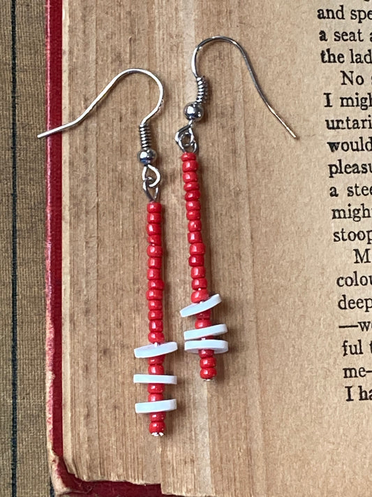 Trendy Red Mod Beaded Earrings