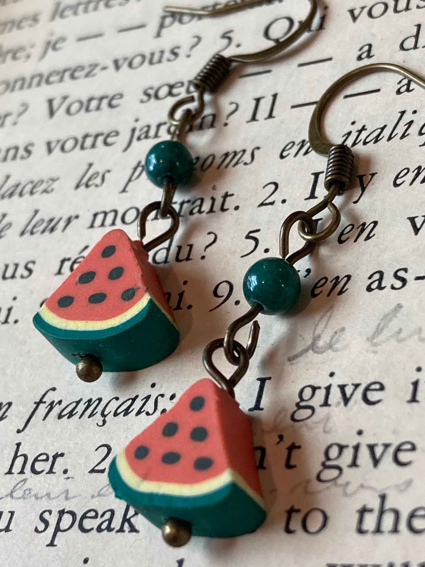 Clay Watermelon Fruit Earrings