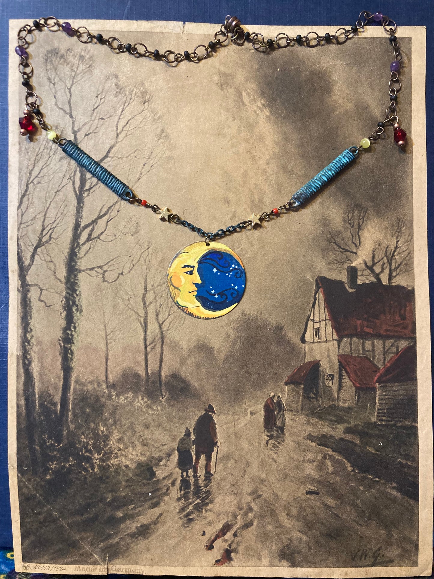 Celestial Man in the Moon steampunk necklace