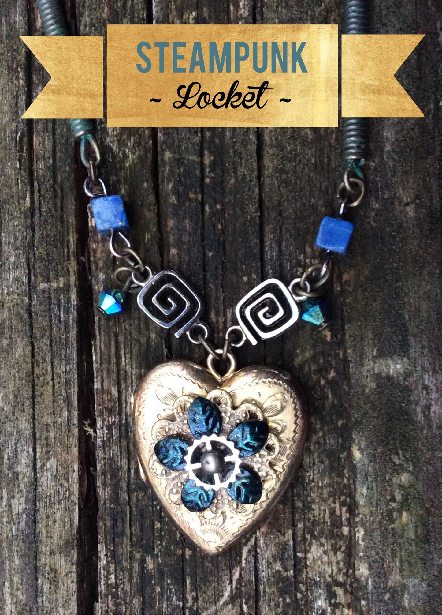 Tiny StEaMpUnK - LOVE HEART LOCKET - necklace