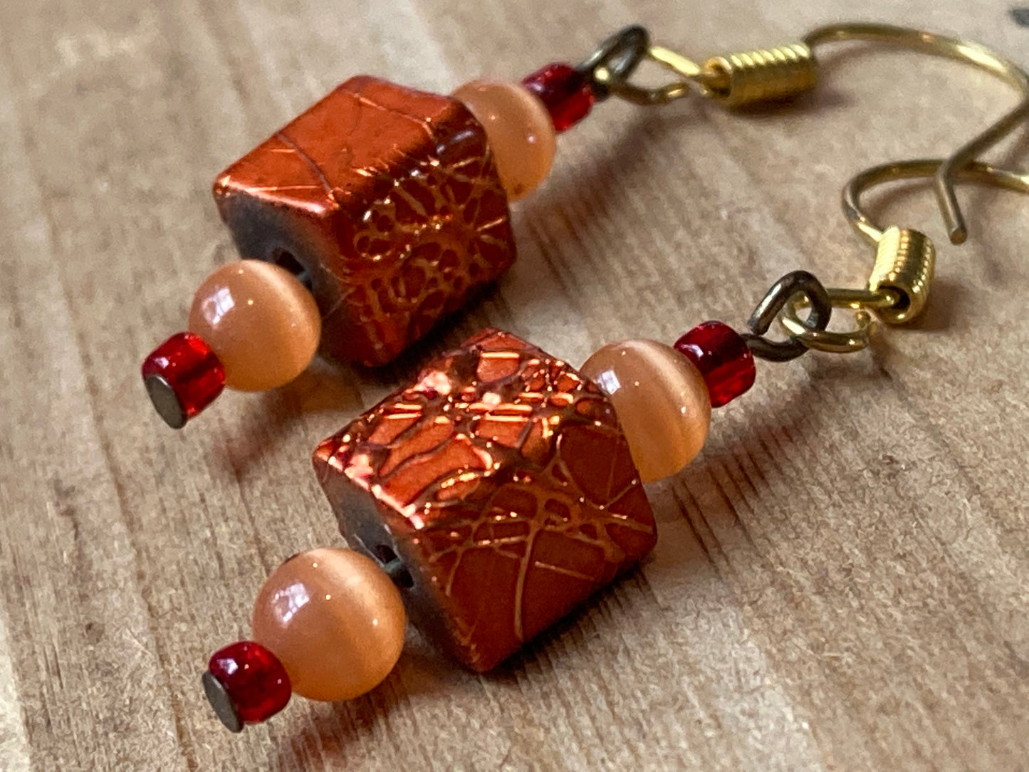 Fiery Orange and red beaded Earrings