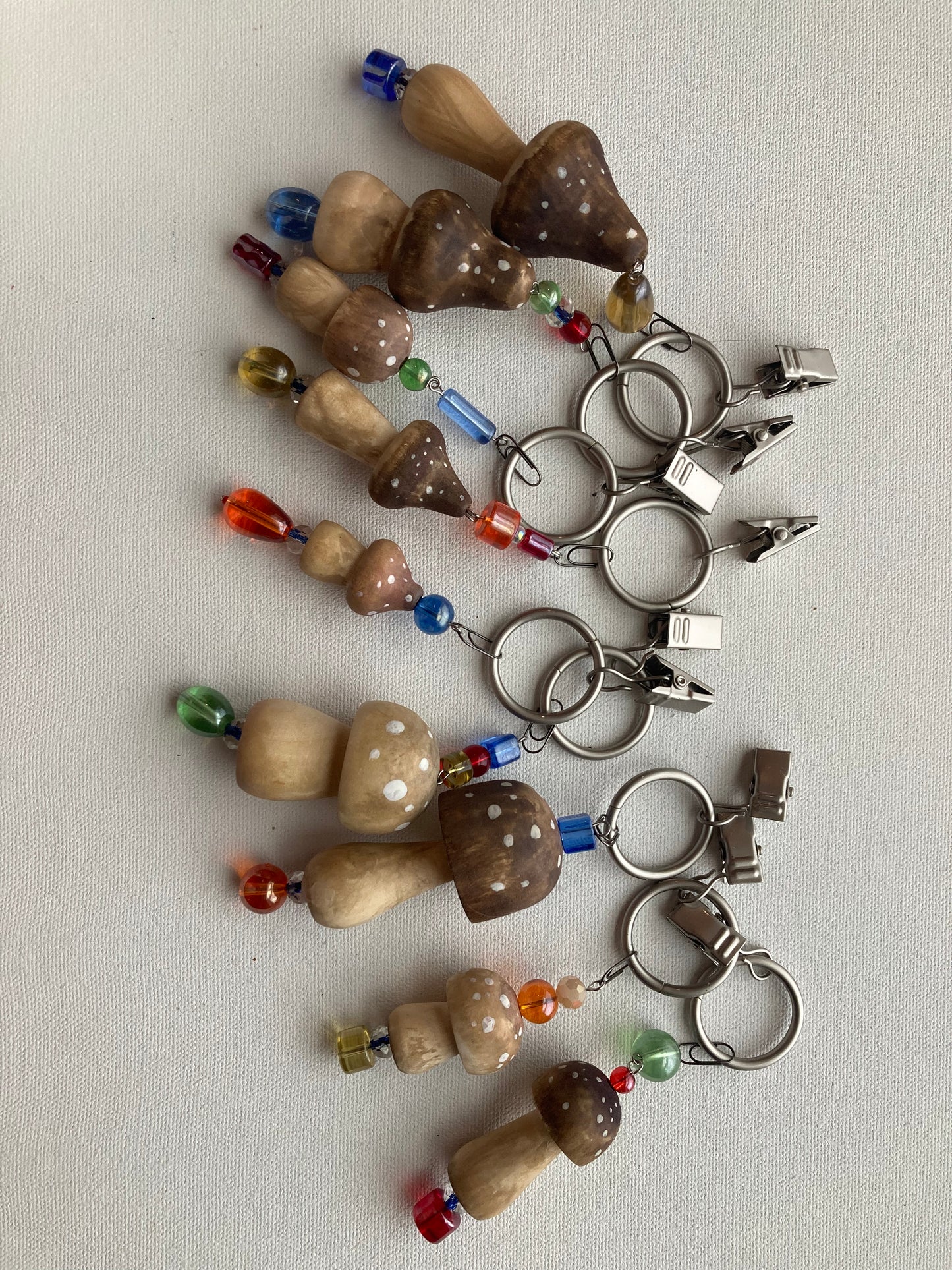 Colorful Mushroom Suncatchers - set of 9 - Stained with black walnut ink