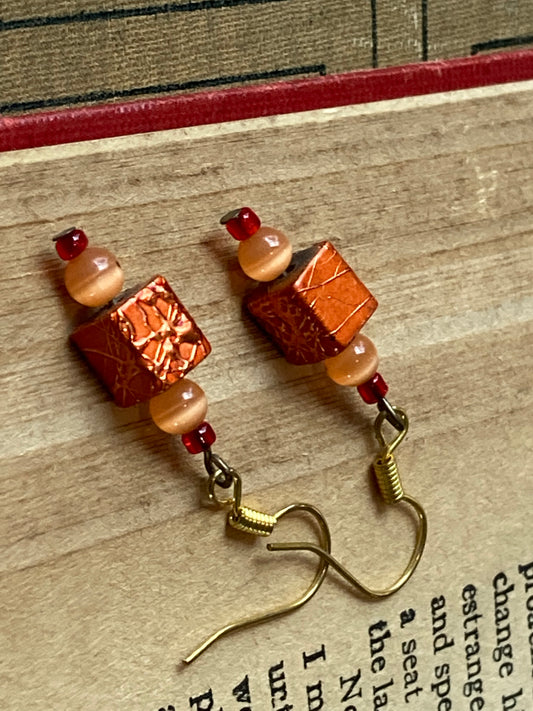 Fiery Orange and red beaded Earrings