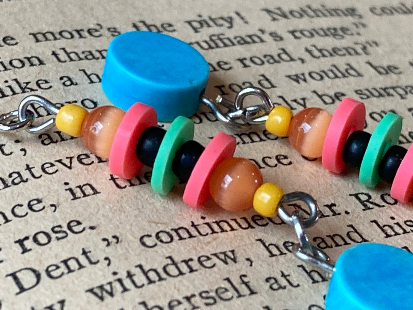 Colorful Trendy 80s 90s Beaded Dangle Earrings