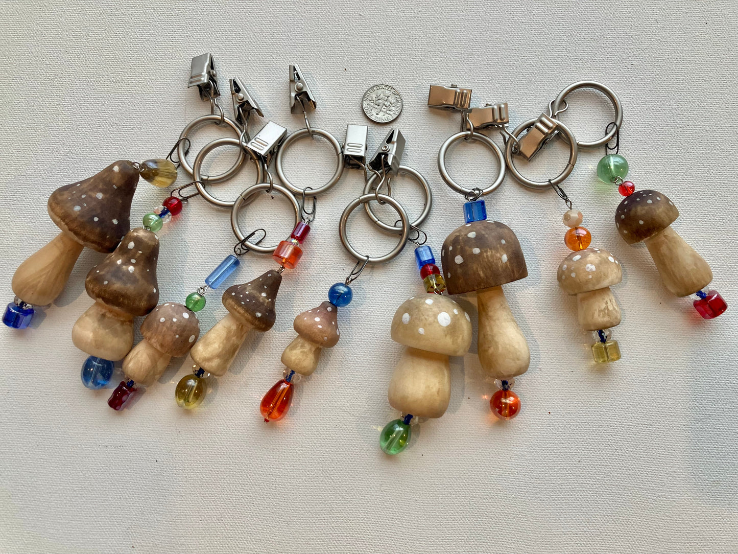 Colorful Mushroom Suncatchers - set of 9 - Stained with black walnut ink