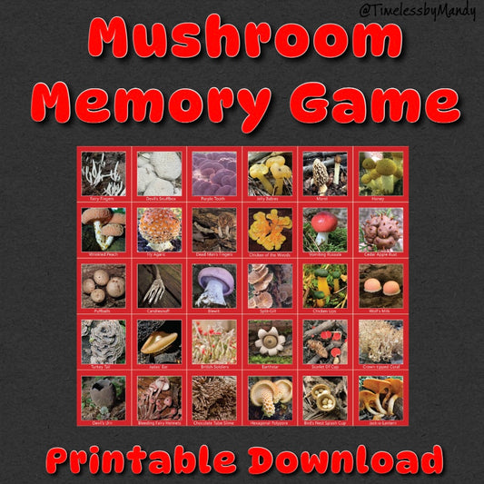 Mushroom Memory Game - Printable Cards