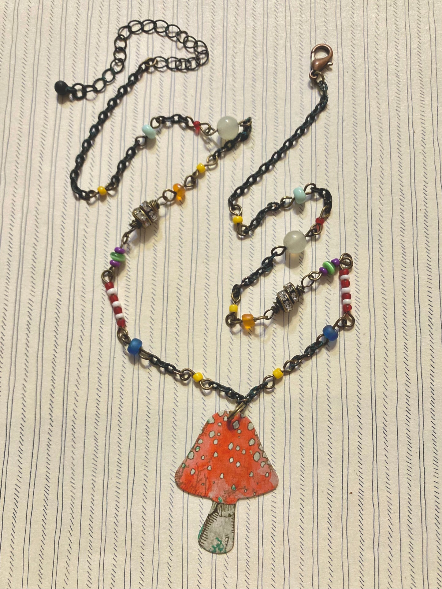 Colorful Beaded Mushroom Necklace